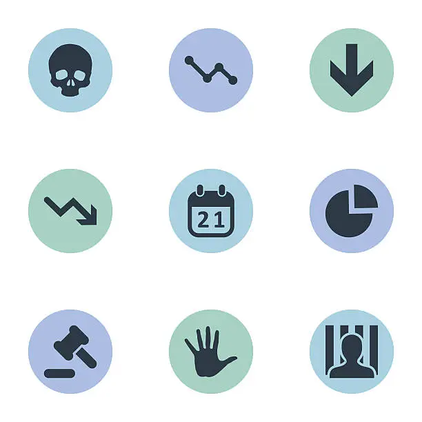 Vector illustration of Set Of 9 Simple Situation Icons.