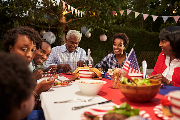istock Happy multi generation black family at 4th July barbecue 638288256