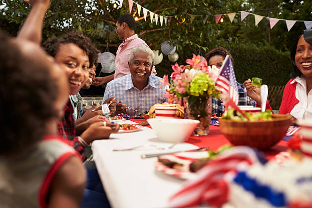istock Multi generation black family at 4th July barbecue, close up 638288262