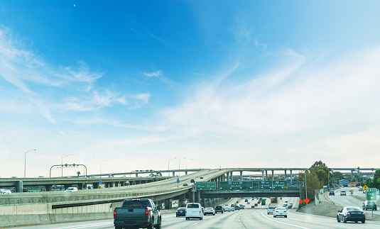 Traffic in 110 freeway in Los Angeles, California