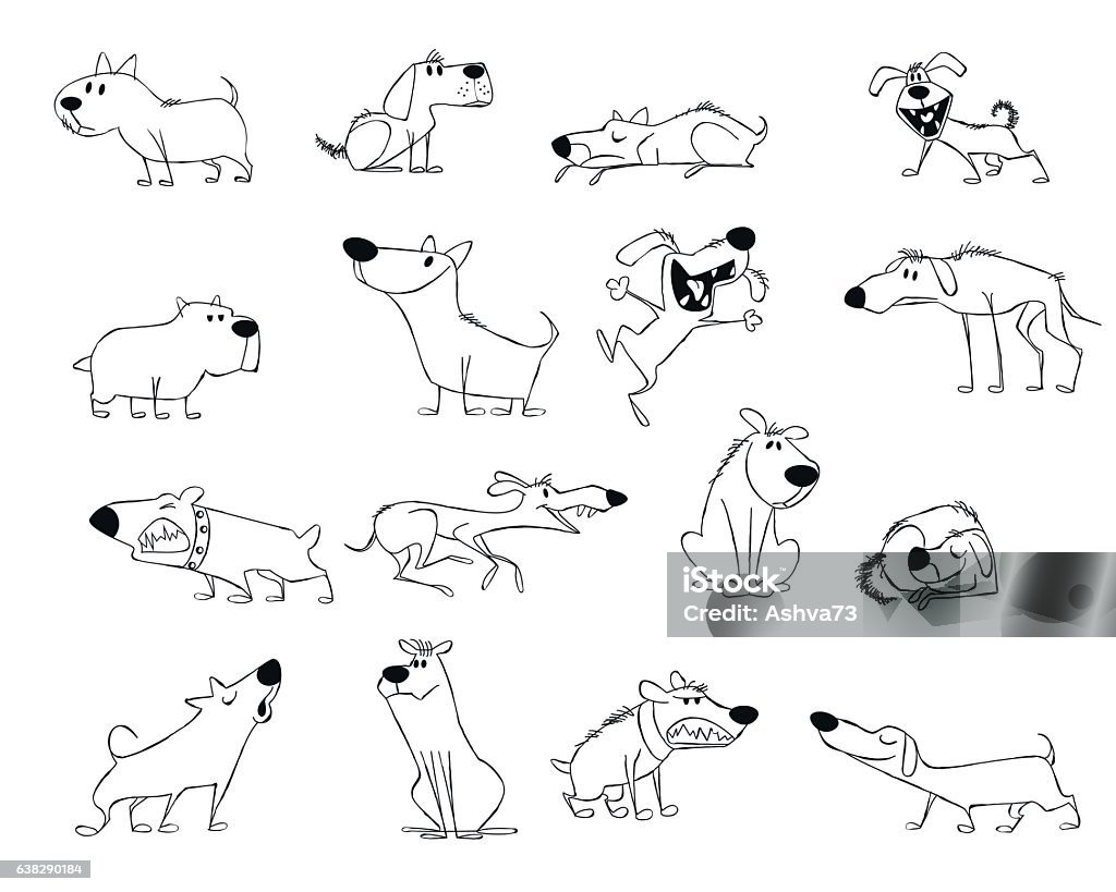 Funny dogs set Vector illustration of a funny dogs set Dog stock vector
