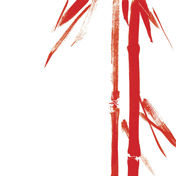 Red bamboo. Red bamboo. Calligraphy. chinese culture paintings bush painting stock illustrations