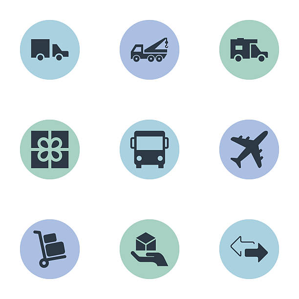 ilustrações de stock, clip art, desenhos animados e ícones de set of 9 simple conveyance icons. - luggage cart