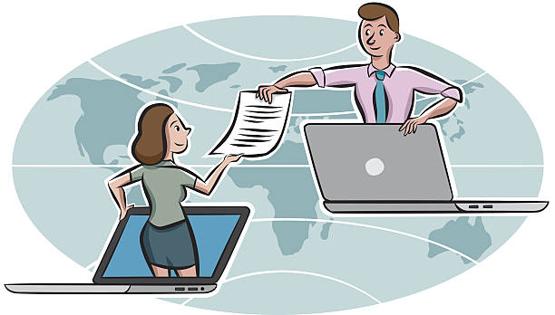 File sharing File sharing and collaboration concept. woodward stock illustrations