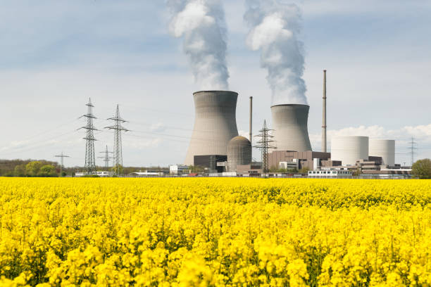 istock Nuclear power plant with yellow field in Germany 638310230