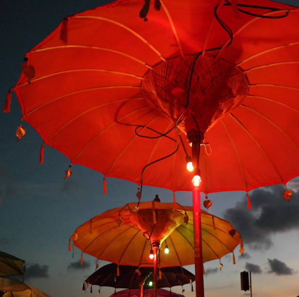 istock Umbrellas on the Beach at Night 1 638311886