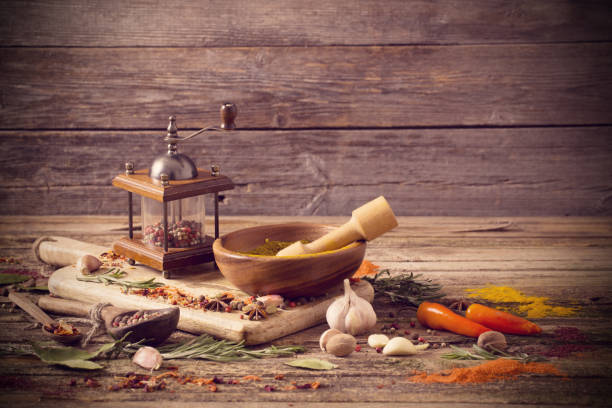 istock herbs and spices on a wooden background 638318478