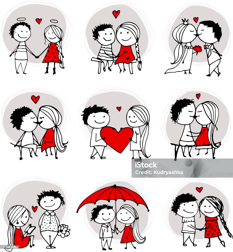 Couple in love kissing, valentine sketch for your design Couple in love kissing, valentine sketch for your design, vector illustration Couple - Relationship stock vector