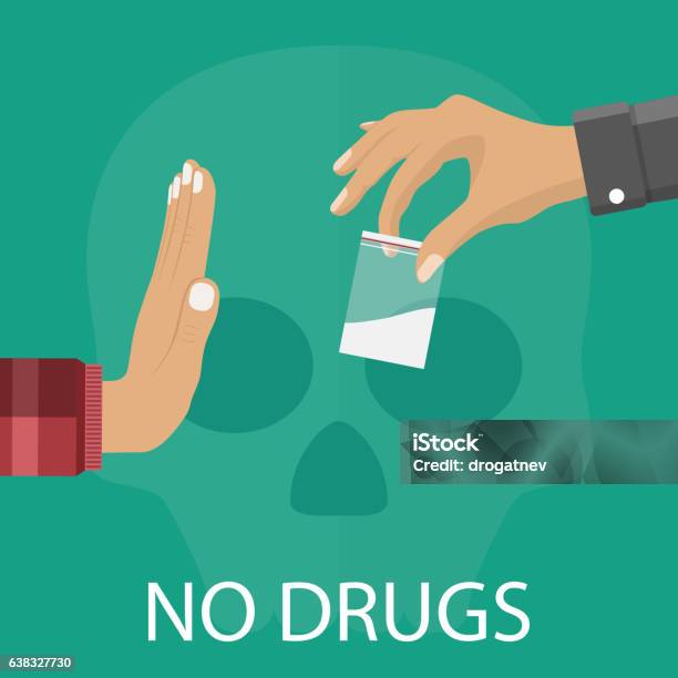 No Drugs Concept Stock Illustration - Download Image Now - Drug Free, Abuse, Addiction