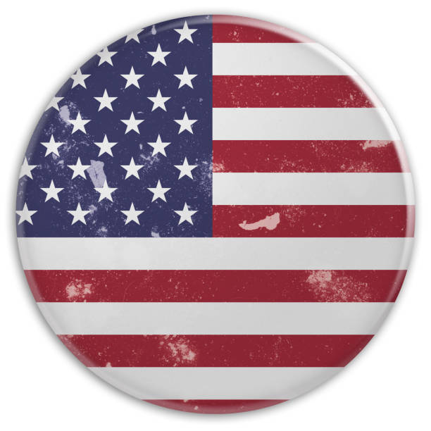 istock Vintage Grunge Button US Stars And Stripes Flag, 3d illustration 638328894