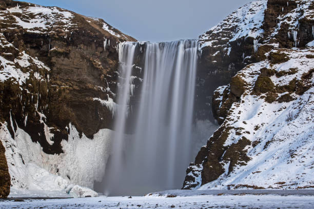 istock Skogarfoss waterfall in winter 638332480