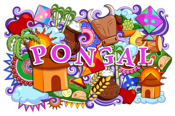 Happy Pongal Festival Celebration Background Stock Illustration - Download  Image Now - Farmer, Vector, Agriculture - iStock