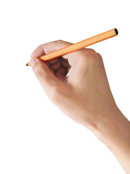 istock Man holds a pen, isolated on white background 638335078