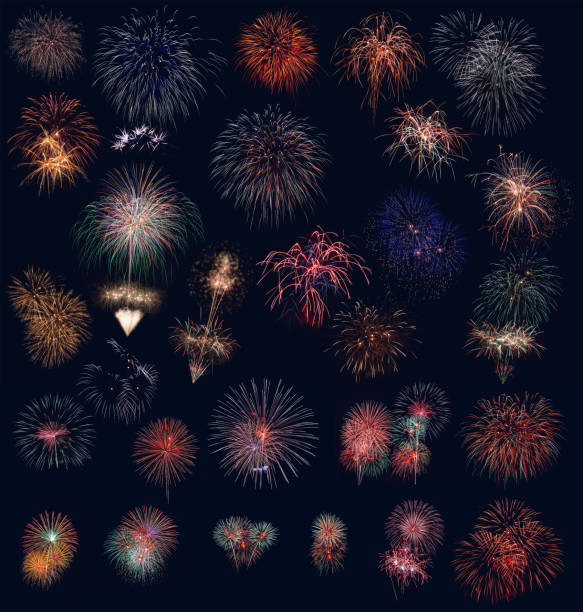 istock Many fireworks exposures collage in a black background. 638335364