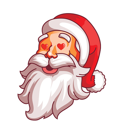Santa claus emotions. Part of christmas set. Love, passion, amorousness. Ready for print EPS10