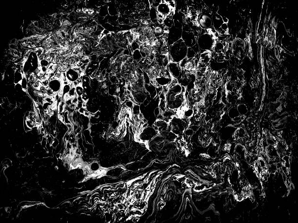 istock Marbled paper black and white paints. 638338648