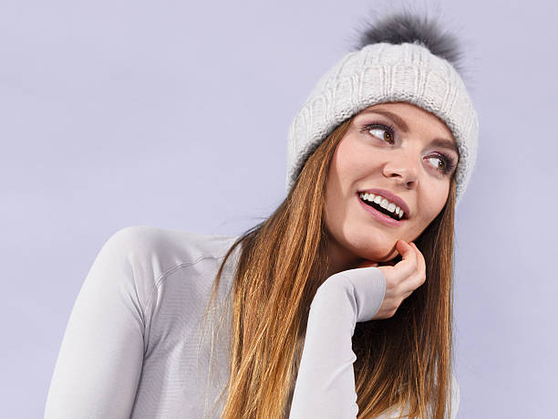 istock woman in thermal underwear wool cap 638339240