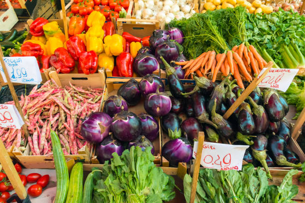 istock Fresh salad and vegetables for sale 638343002