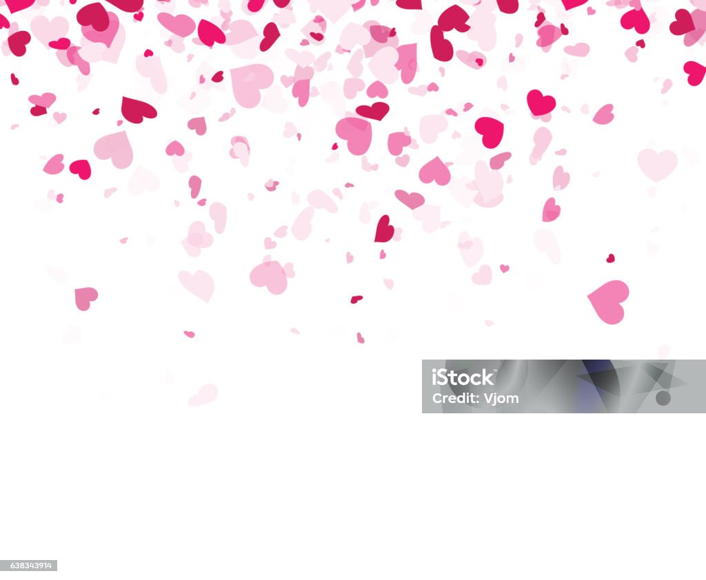 Love valentine's background with hearts. Love valentine's white background with pink hearts. Vector illustration. Confetti stock vector