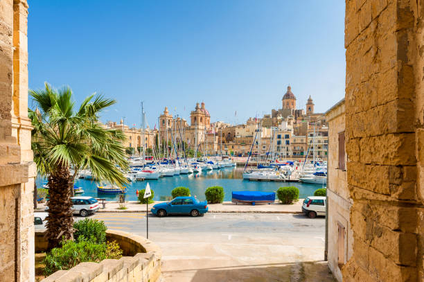 Street and Marina in Senglea Malta Street and Marina in Senglea, one of the Three Cities in the Grand Harbour area of Malta. malta stock pictures, royalty-free photos & images