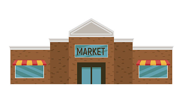 Simple Cartoon Grocery Store Stock Illustration - Download Image Now -  Supermarket, Building Exterior, Store - iStock