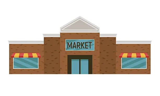 Vector illustration of Simple Cartoon Grocery Store