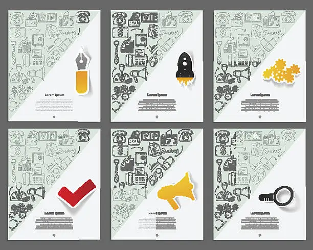 Vector illustration of Corporate identity vector templates set with doodles business theme.
