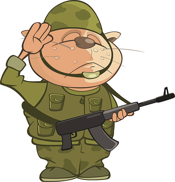 istock Illustration of Cute Cat Special Forces Cartoon Character 638351748