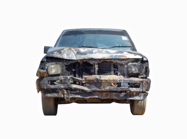 Front View of Truck  After  Fire Accident .