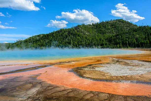Photo of Grand Prismatic Spring in Yellowstone National Park, Wyoming USA