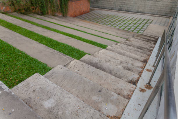 istock modern staircase and grass,stone grand stand 638357760