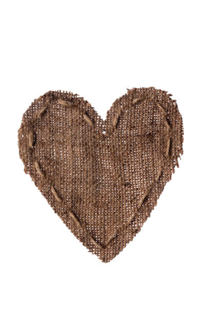 istock Vintage heart with linen thread. 638361866