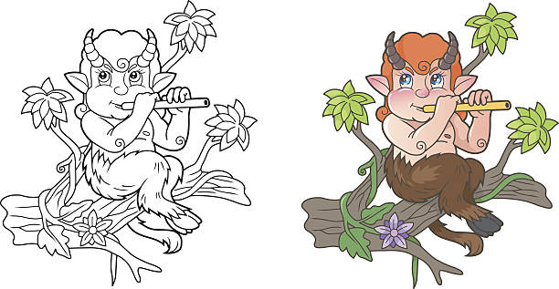 niedlicher satyr - pan stock-grafiken, -clipart, -cartoons und -symbole