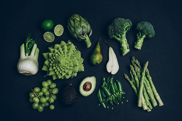Green vegetables shoot from above over head