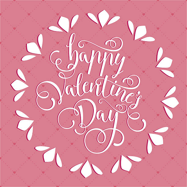 illustrazione di lettering a mano san Valentino felice - illustrazione arte vettoriale