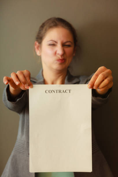 istock Business woman showing contract 638372850