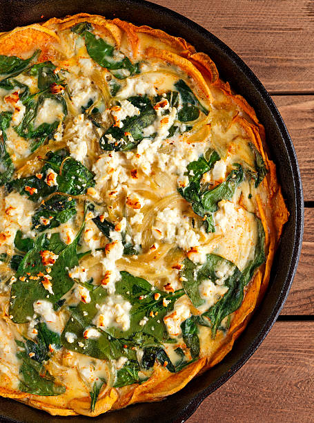 istock Home made Spinach quiche in a sweet potato crust with 638374062