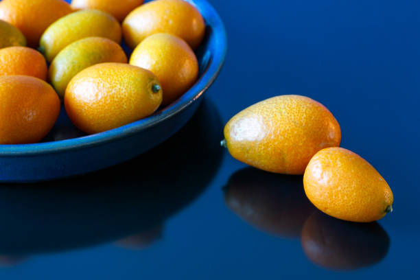 istock Citrus fruits on blue background 638374630