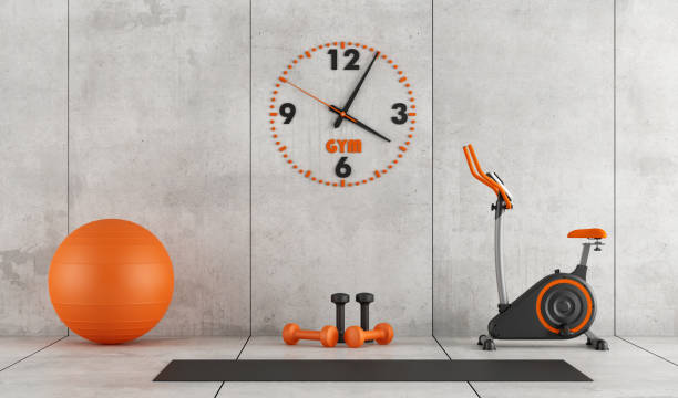 istock Concrete room with gym equipment 638377470