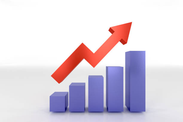 istock 3D rendering of profit going up bar chart 638379378