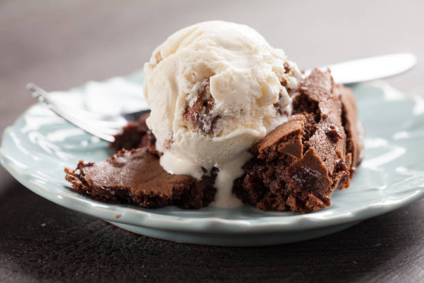 istock Chocolate Brownie with Pecan Ice-cream horizontal shot 638383268