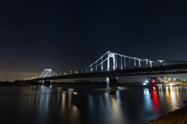 Nightshot Of Historical bridge across the Rhine at Krefeld Uerdingen