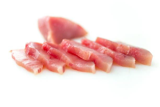 Sliced bonito skipjack tuna sashimi.