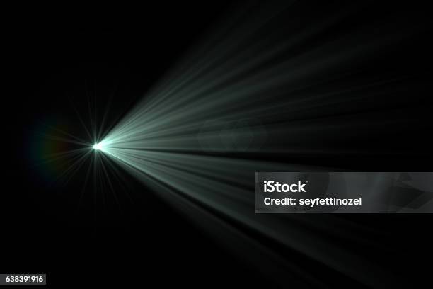 Lens Flare Black Background Stock Photo - Download Image Now - Light Beam, Sunbeam, Lens Flare