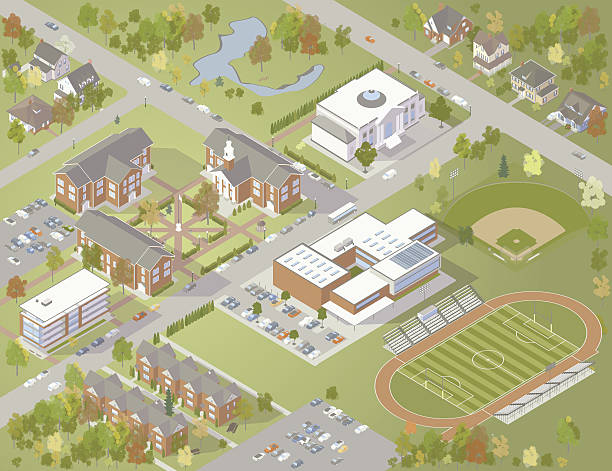 college campus illustration - campus stock-grafiken, -clipart, -cartoons und -symbole