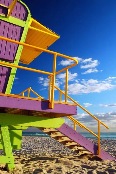 Colorful Lifeguard Stands in Miami's South Beach