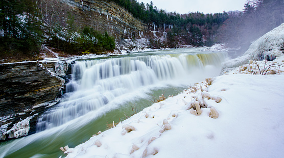 Letchworth State Park - the Grand Canyon of the East in winter. Genesee river. New York State, USA, North America.
