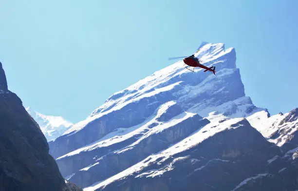Photo of Lifeguard helicopter in Himalaya mountains in Nepal