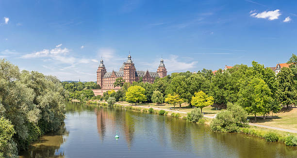 Aschaffenburg, Germany - July 7, 2015: Schloss Johannisburg is a schloss in the town of Aschaffenburg, in Franconia in the state of Bavaria, Germany. It was erected between 1605 and 1614 by the architect Georg Ridinger for Johann Schweikhard von Kronberg, Prince Bishop of Mainz. Until 1803, it was the second residence of the Prince Bishop of Mainz
