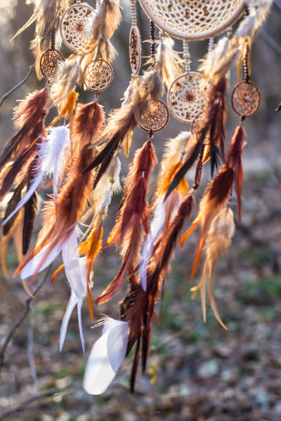 istock Dreamcatcher made of feathers, leather, beads, and ropes 638401310